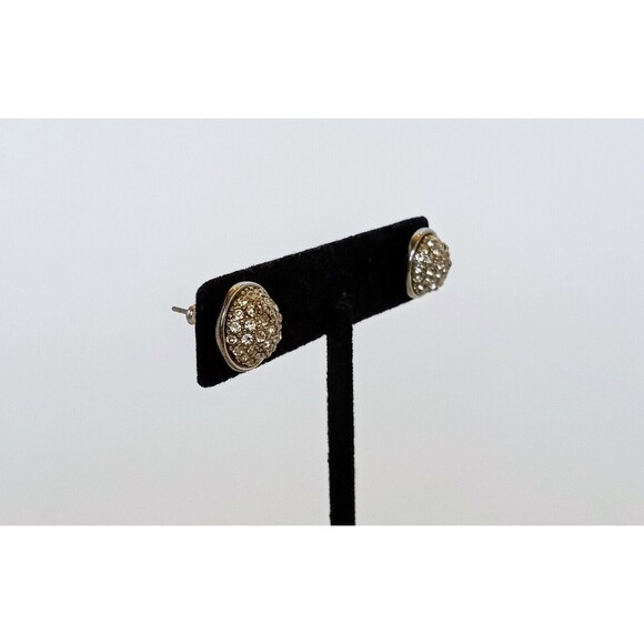 J Crew Pave Rhinestone Sparkly Silver Tone Sparkle Post Stud Earrings 1/2 in - Picture 6 of 8